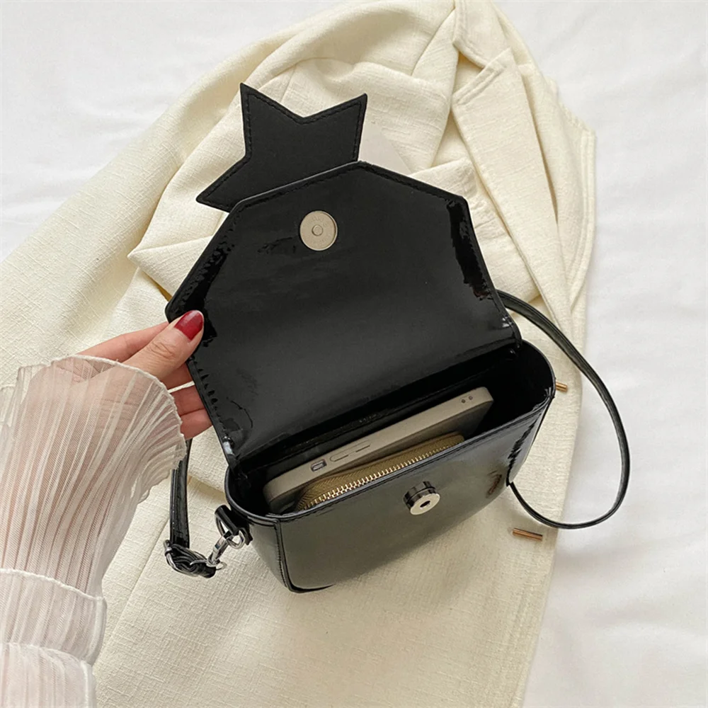 Laser Silver Small Handbag Fashion Purse For Women Simple Stytlish Soft Pu Leather Sling Shoulder Bag 2023 Female Crossbody Bag