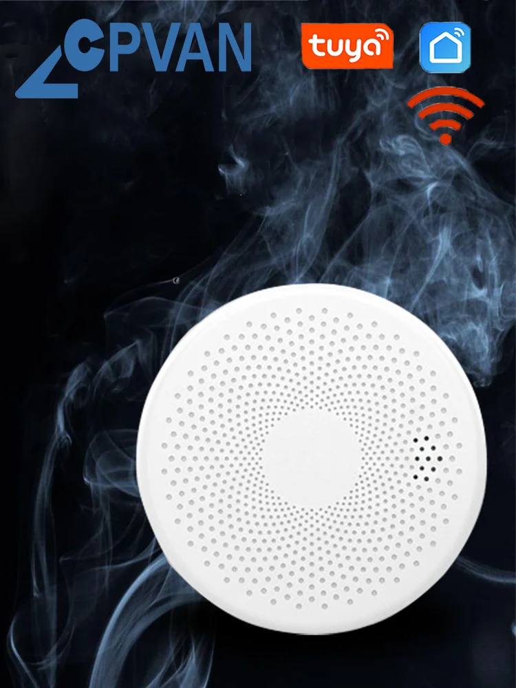 CPVAN WiFi CO & Smoke Detector Smart Home Security Protection Equipment Smoke Carbon Monoxide 2 in 1 Alarm Sensor Use Tuya App