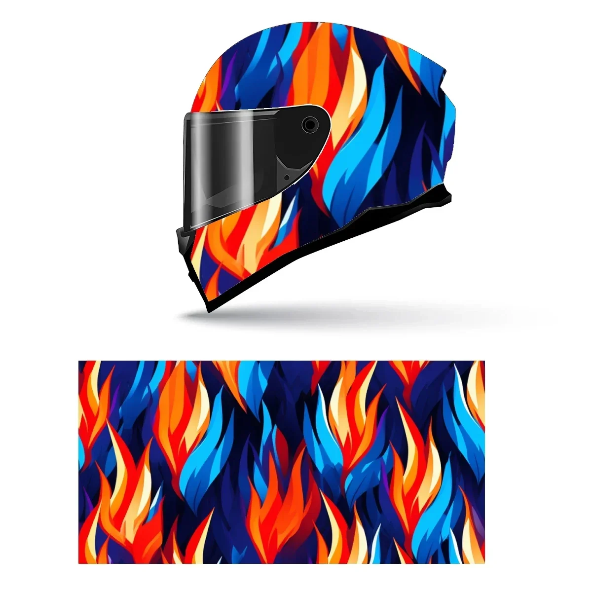Colorful Flames Splatter Splash Full Helmet Wrap Sticker Motorcycle Helmet Racing Graphic Decal Vinyl Wrap Helmet Decor Sticker