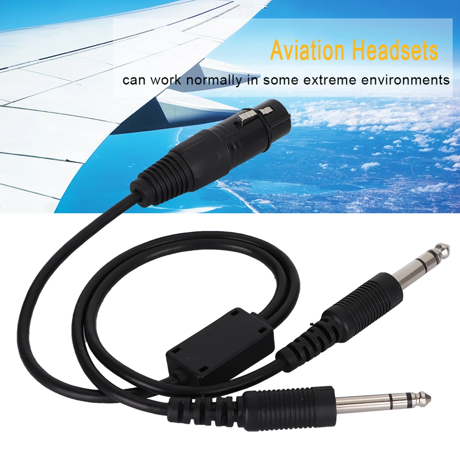 For Airbus XLR To GA Dual Plug 5 Pin Headset Adapter Cable Aviation Headphone Cable