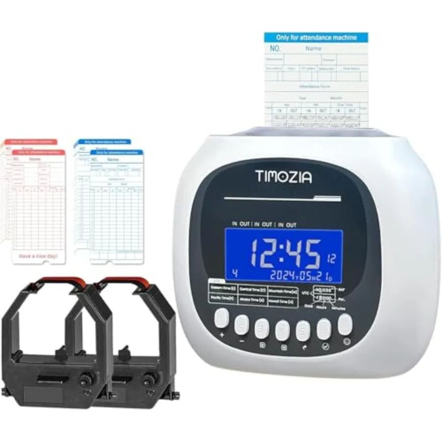 

Time Clock for Employees Small Business, 6 U.S. Time Zones, Automatic Daylight Saving and Auto Time Update, Punch Card Time Rec