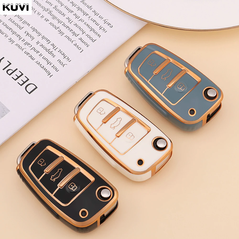 Fashion TPU Car Flip Key Cover Case Shell For Audi A1 A3 8P 8L A4 A5 B6 B7 A6 A7 C5 C6 4F Q3 Q5 Q7 Q8 TT S3 S4 S6 RS Accessories