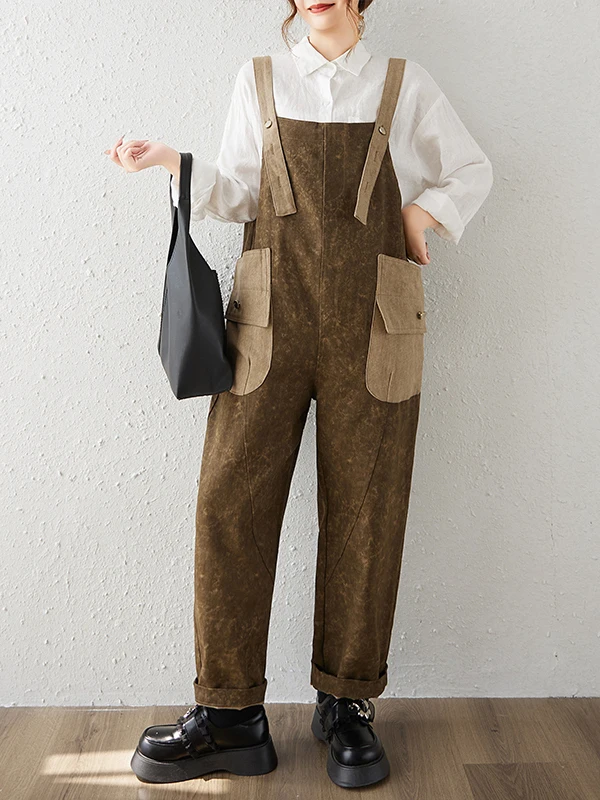 

Свободные женские джинсовые комбинезоны Harajuku Sle с большими кетами, корейская хлопковая одежда с высокой талией, осенняя модная художественная одежда