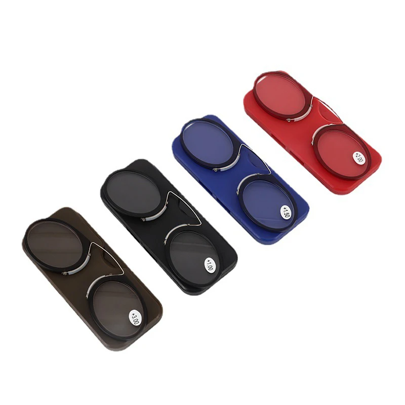 Okulary do czytania na nos, mini klips, ultracienkie, przenośne okulary na starczowzroczność 100-350 z etui