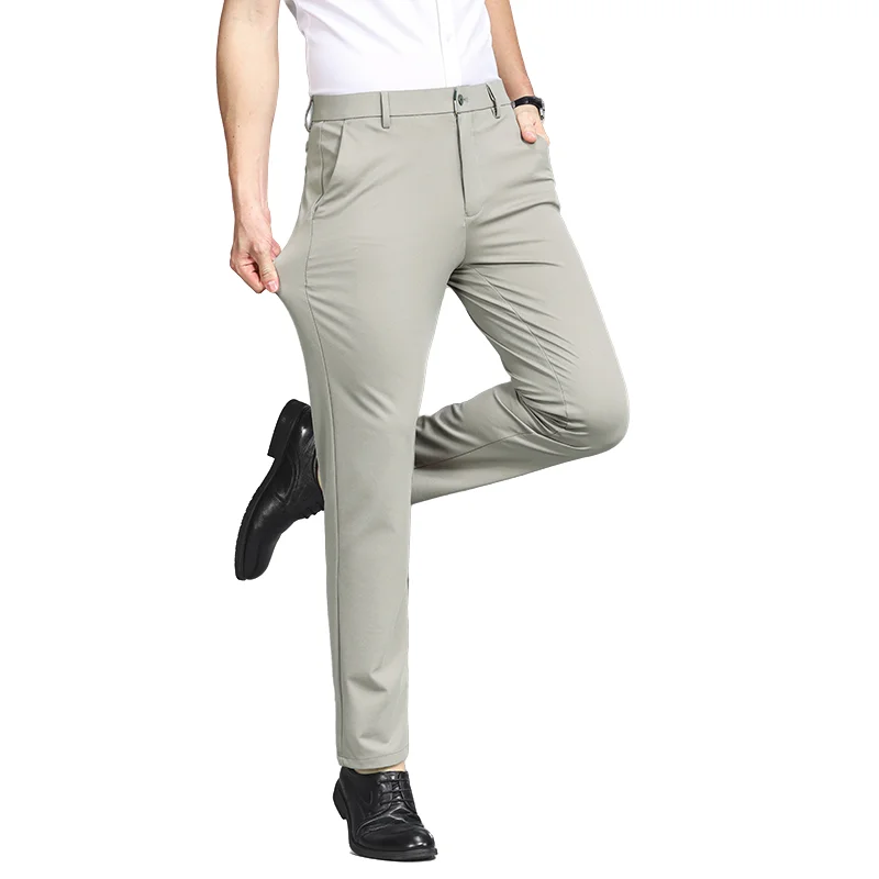 

Мужские модные брюки-костюмки — Новые дышащие брюки из нейлона и шелка тутового шелкопряда для делового повседневного стиля, для поездок на работу и комфортной работы