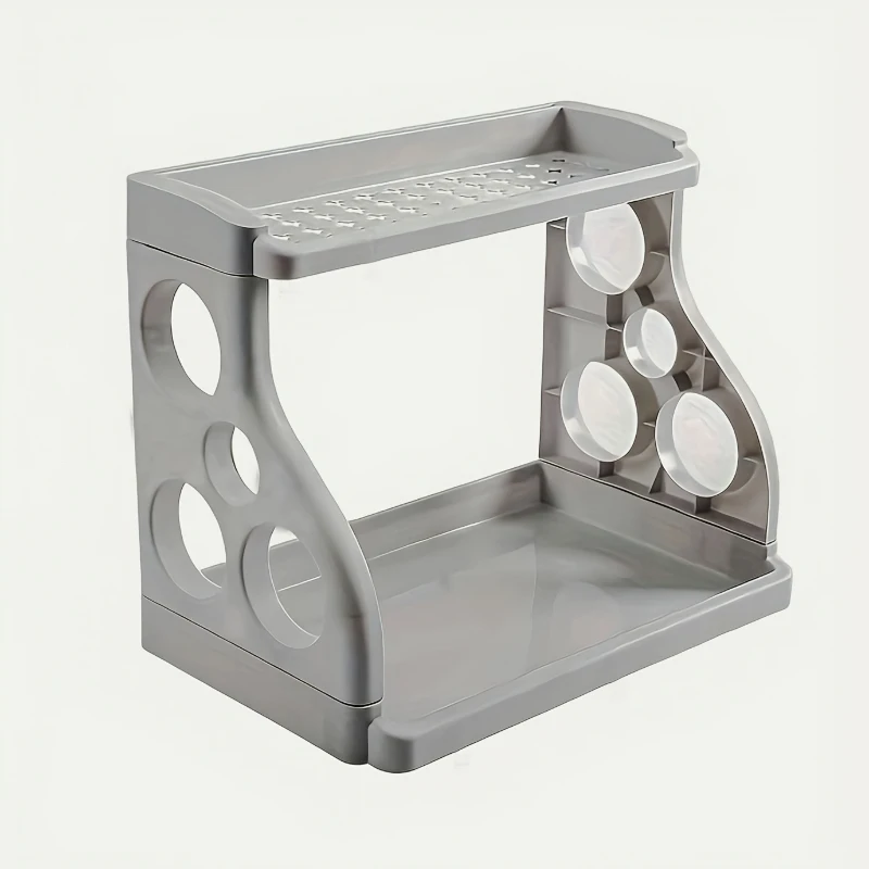 

Countertop Spice Organizer, 2-Tier Storage Rack with Round Bottle Holders for Kitchen Pantry and Counter