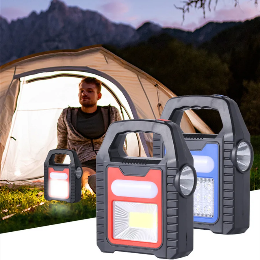 

New Solar Led Work Light Outdoor Waterproof Camping Light USB Rechargeable Portable Lanterns Emergency Flashlight COB Spotlights