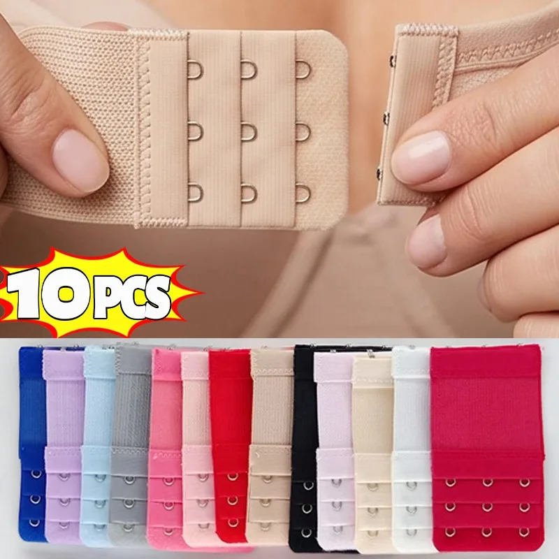 1/10Pcs Comfortable Bra Extenders 3 Hooks Stretchy Bra Extension Strap Band 3 Rows Extension Strap for Women Bra DIY Accessories