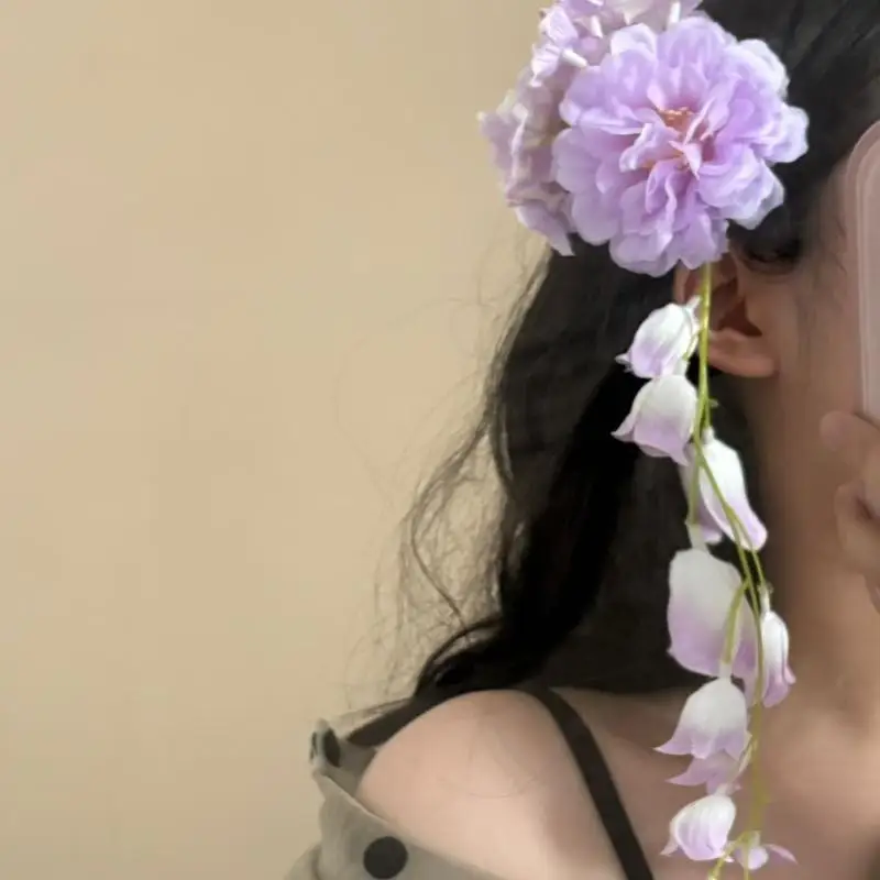 مشبك فهم زهرة الزنبق - إكسسوارات شعر عصرية على الطراز الصيني الجديد، أغطية رأس على شكل زهرة، دبوس شعر جانبي للركاب