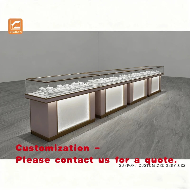 

custom.High Quality Modern Black Tempered Glass Jewelry Display Cabinet LED Lighting Waterproof Jewelry Retail