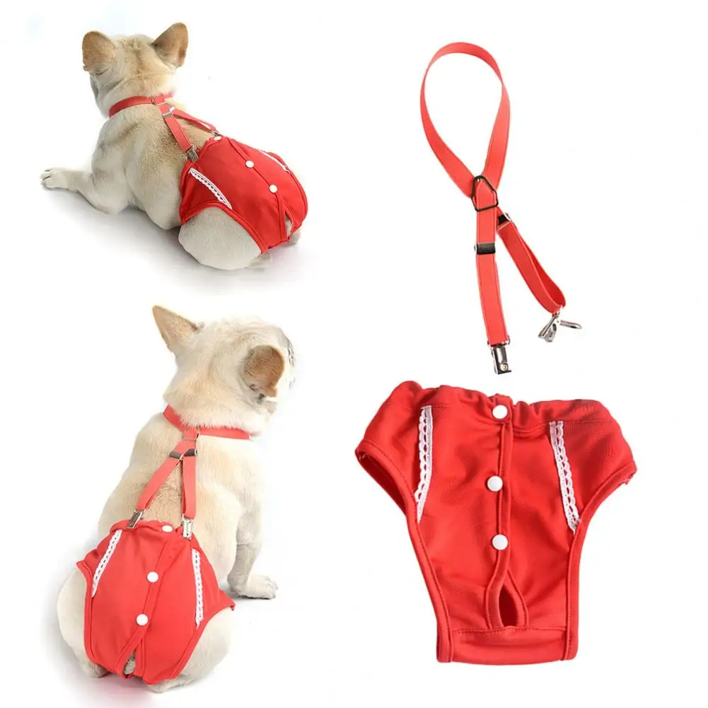 Dog Menstrual Pants with Tail Hole Comfortable Dog Menstrual Pants with Button Closure Tail Hole Washable Female Dog for Dogs