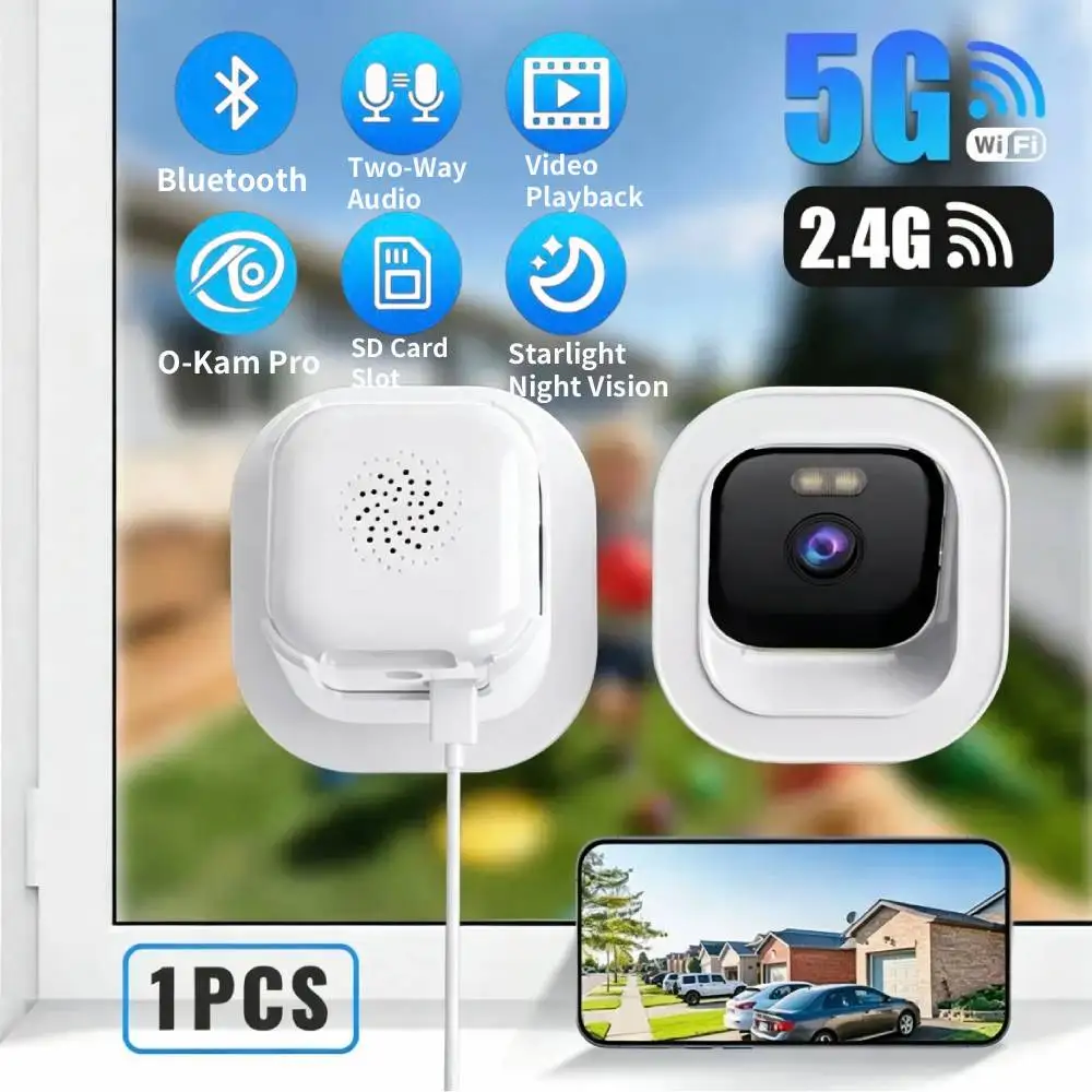 2K Window Camera 5GHz WiFi Indoor Cameras For Home Security Color Night Vision Motion Detection 24/7 Recording Quick Install