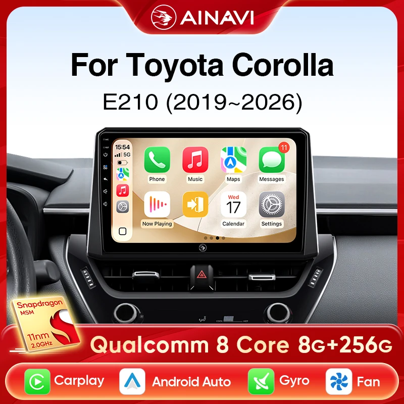 Ainavi Car Multimedia For Toyota Corolla 2019-2026 E210 Wireless Carplay Android Auto 4G Car Radio DSP Stereo IPS Screen 2 Din