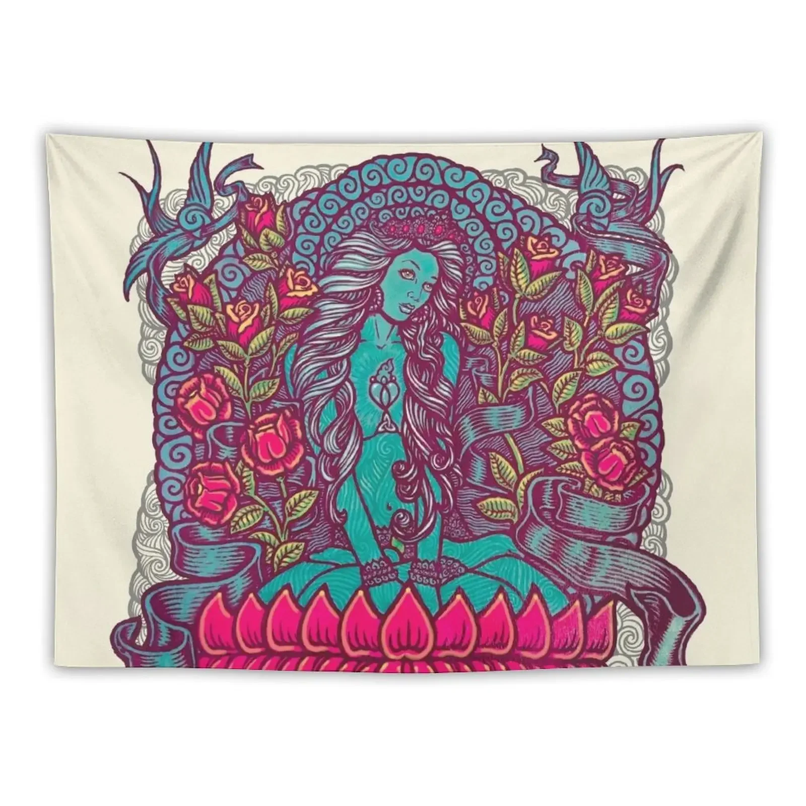 

Blue Tara Tera Divine Gea Goddess Tapestry Decoration For Home Aesthetic Room Decoration Tapestry