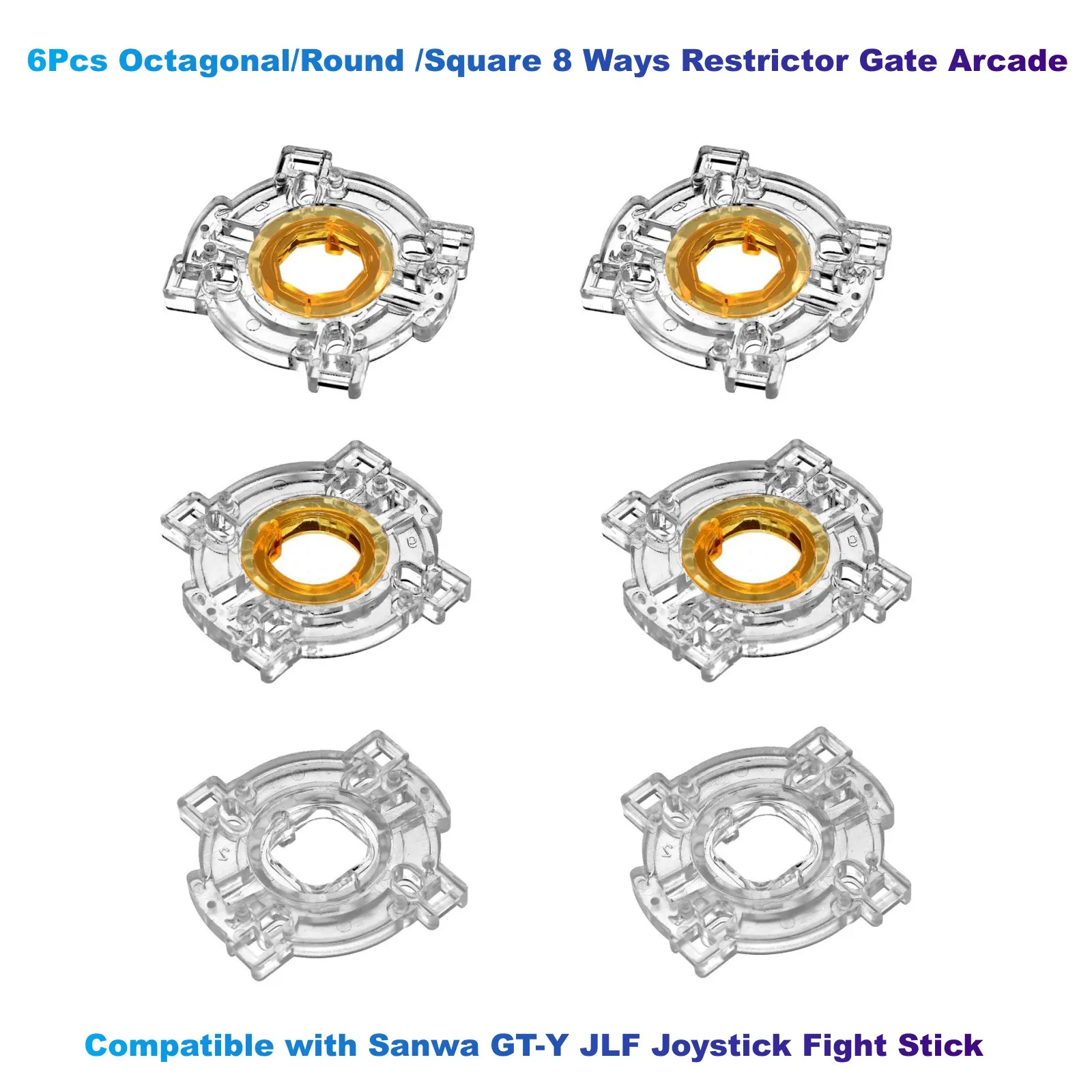 Restritor Gate Arcade Octogonal Redondo Quadrado Joystick Vara de Luta Compatível com Sanwa Gt-y Jlf Maneiras Pcs