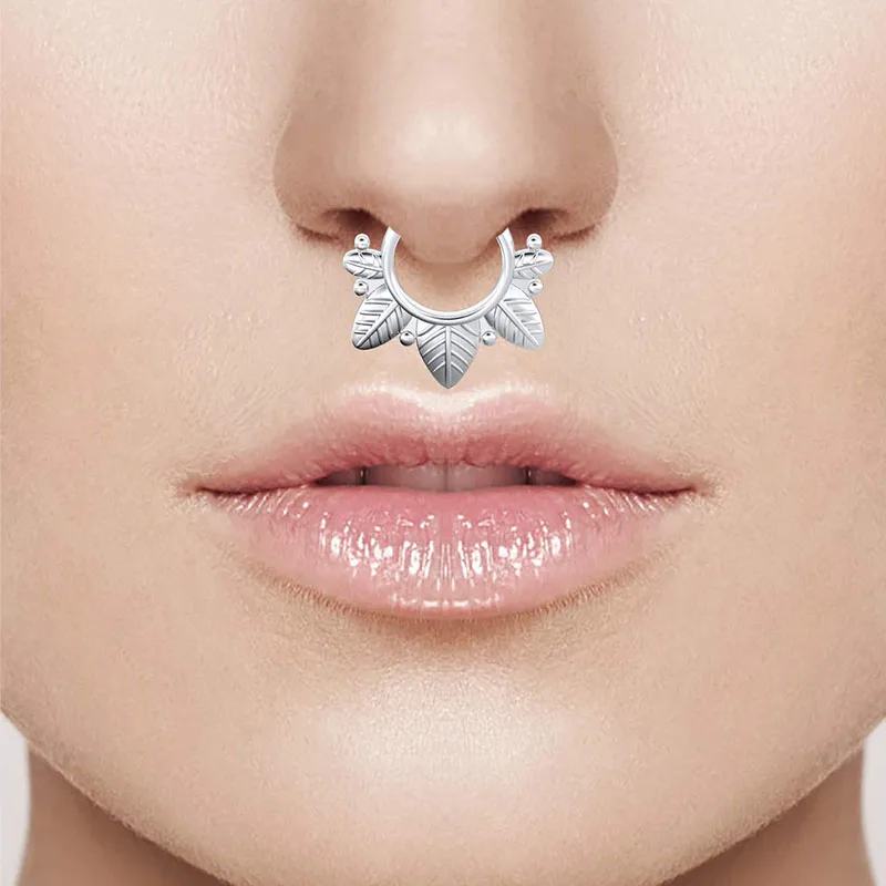 10 pieces of stylish simple and versatile women\'s false nose ring, no piercing, square zircon, inner diameter 8mm
