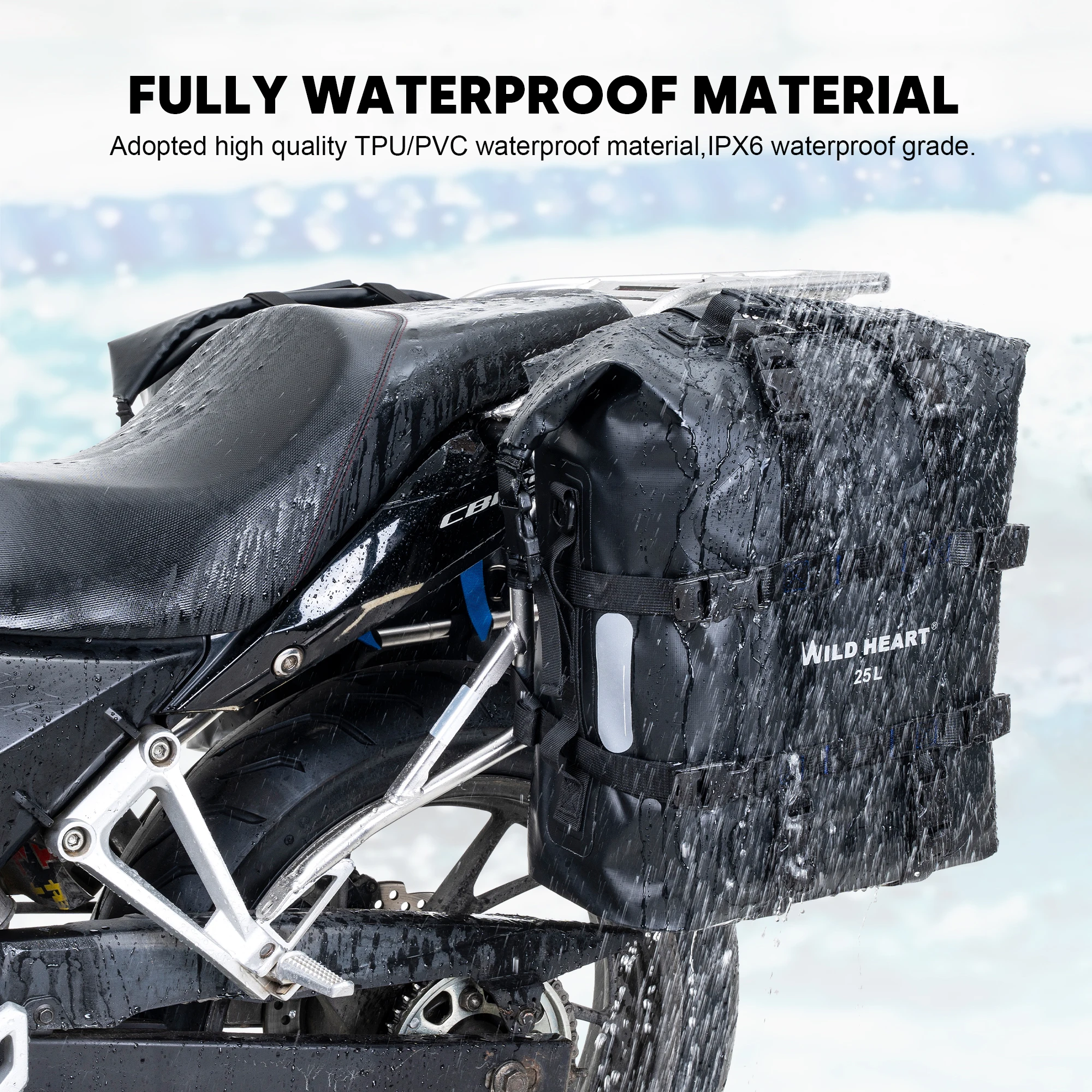 WILD HEART Motorcycle side bag stainless steel suspension waterproof bag Saddlebags 20L/25L waterproof Pianner Bag wear-resistan