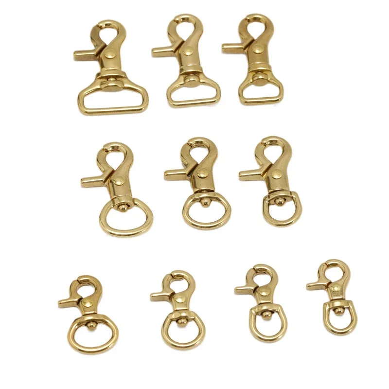 1piece Solid Brass Snap Hook Carabiner Rotatable Trigger Bolt Clip Lobster Clasps Buckle for Bag Strap Belt Pet Dog Rope Leashes