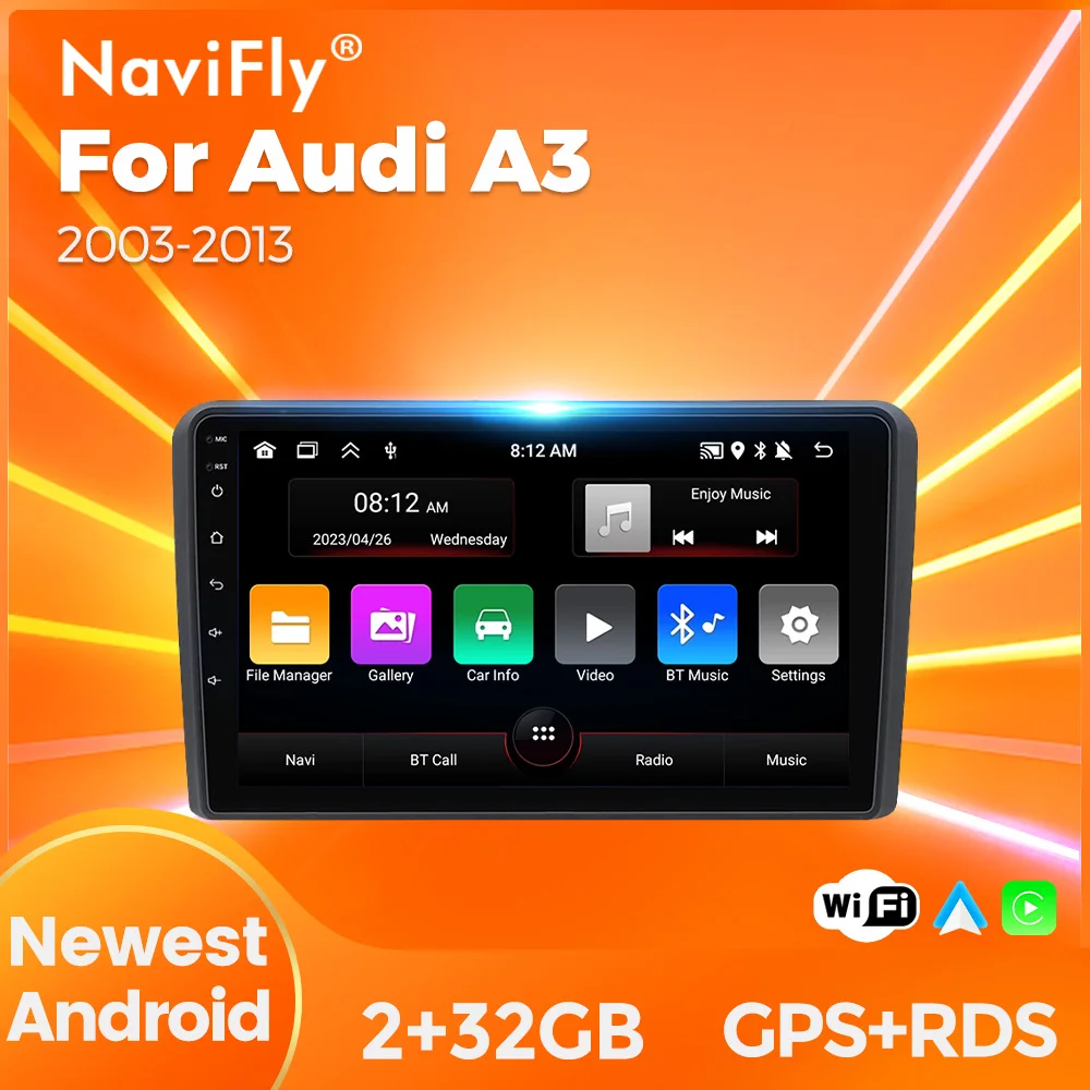 Carplay + Auto 2 DIN WIFI Android 13 navigazione GPS Multimedia autoradio Host intelligente accessori per Auto per Audi A3 8P 2003-2013