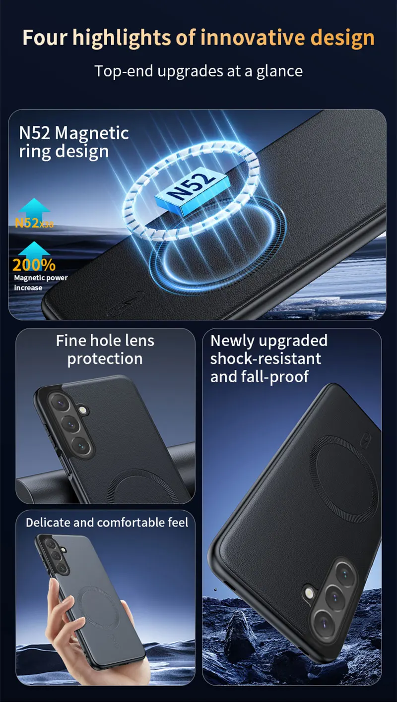 Für Samsung Galaxy S26 FE Hülle Magnetische Leder-Schutzhülle für Samsung Galaxy S26 FE Anti-Fingerabdruck Rutschfeste PC+TPU – Detail 6