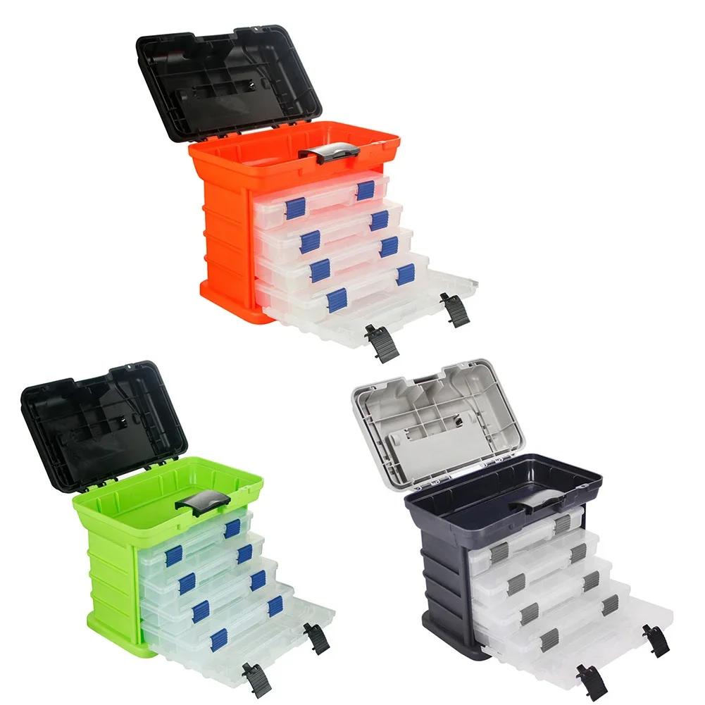 

4-Layer Fishing Tackle Portable Tool Box Outdoor Tool Case Screw Hardware Storage Box Tool Box With Locking Handle Accessories