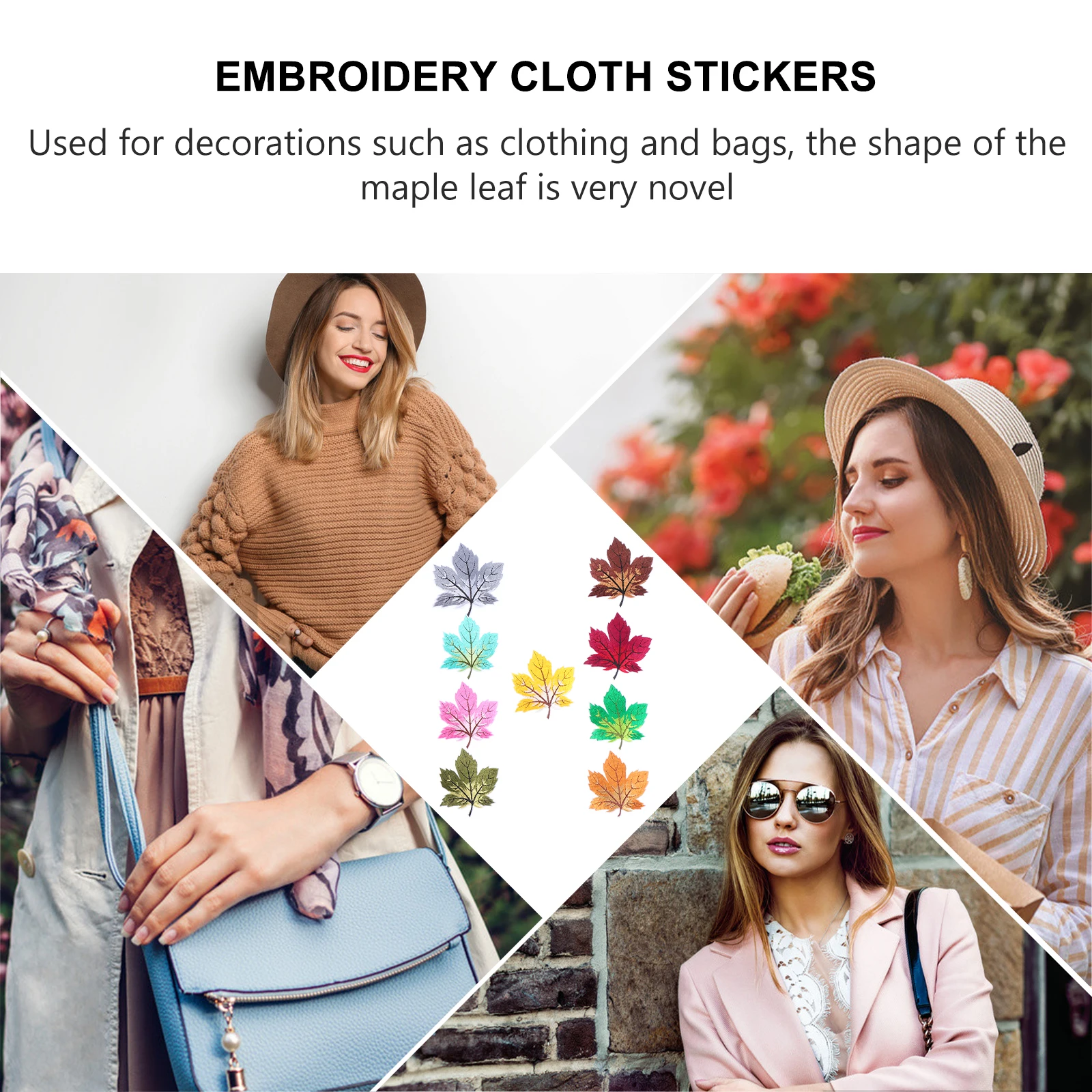 

9Pcs Maple Applique Embroidered Patch Fall Embroidery Stickers Clothing Accessories Decorative Flowers Wire Stitch Elastic B