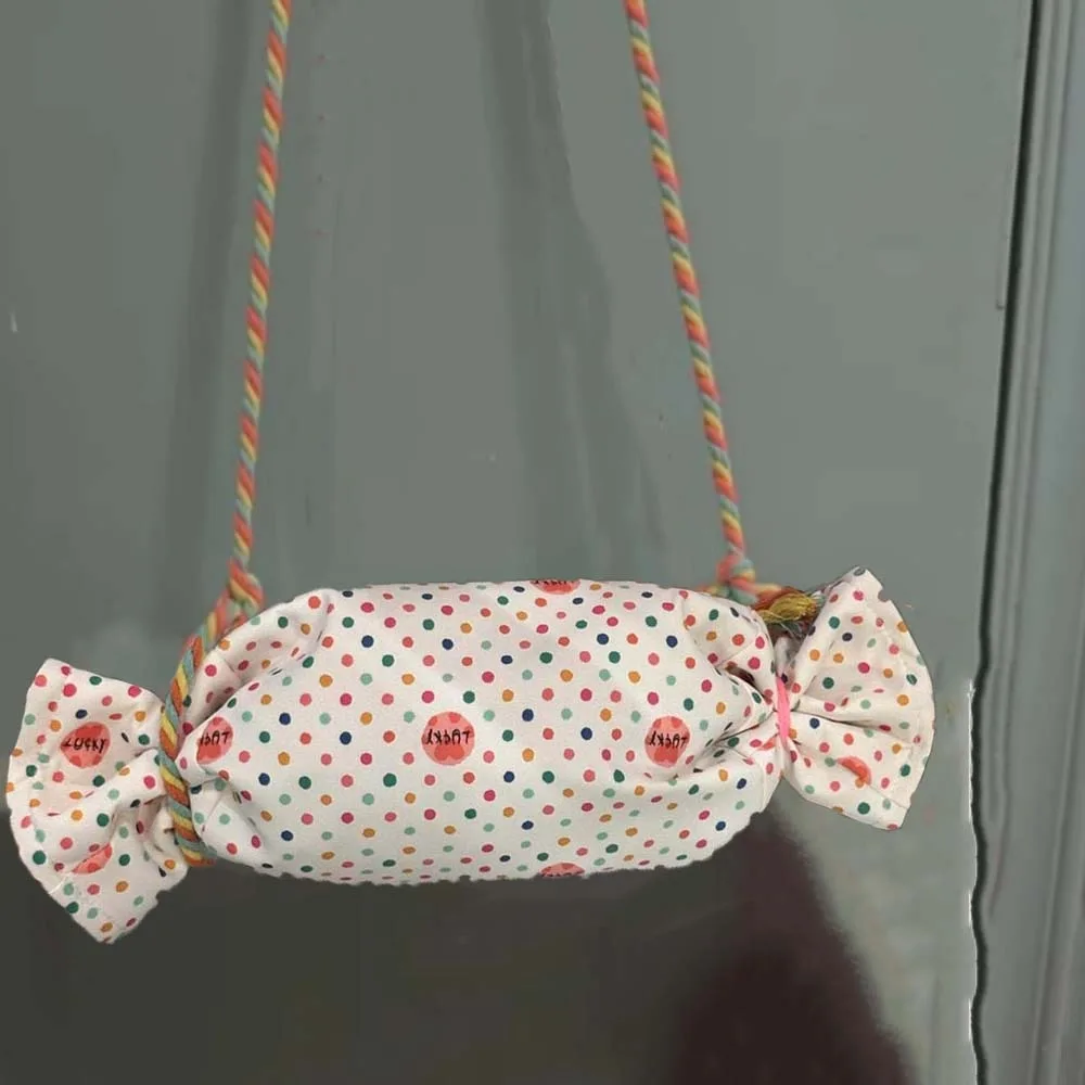 

Sweet Candy Design Shoulder Bag Flower Macaron Color Sugar Shaped Crossbody Bag Canvas Portable Creative Bundle Pocket Summer