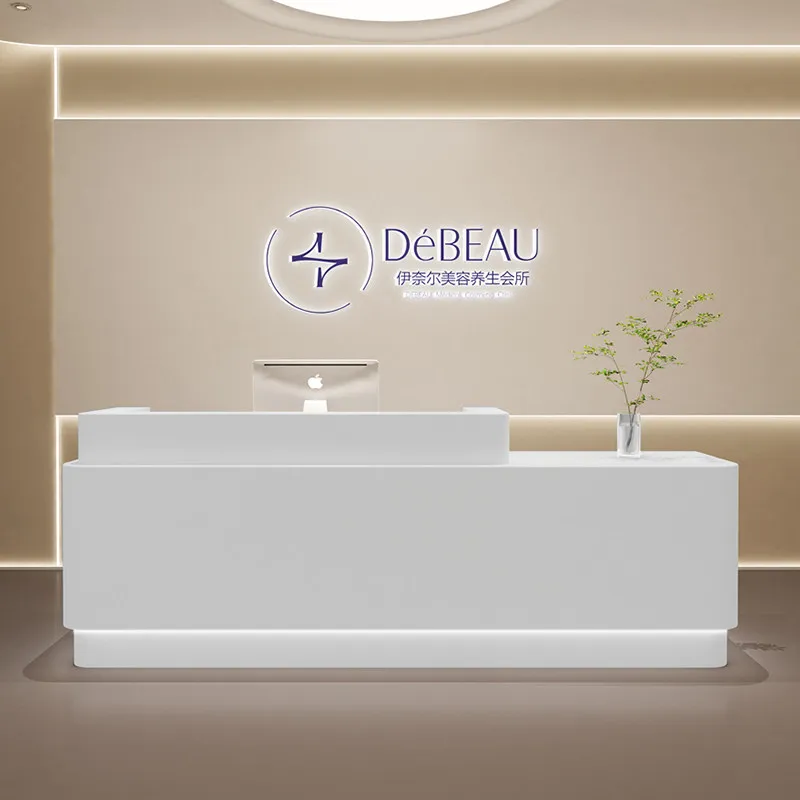 Minimalist baking paint Computer desk Beauty salon clothing store reception counter office table mostrador recepcion furniture