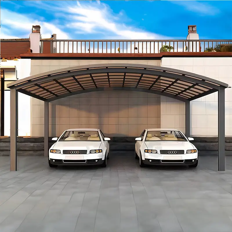 Outdoor Large Sized Aluminum Alloy Frame Acrylic Ceiling Carport Hurricane Impact Resistant Car Parking Heavy Duty Car Shelter