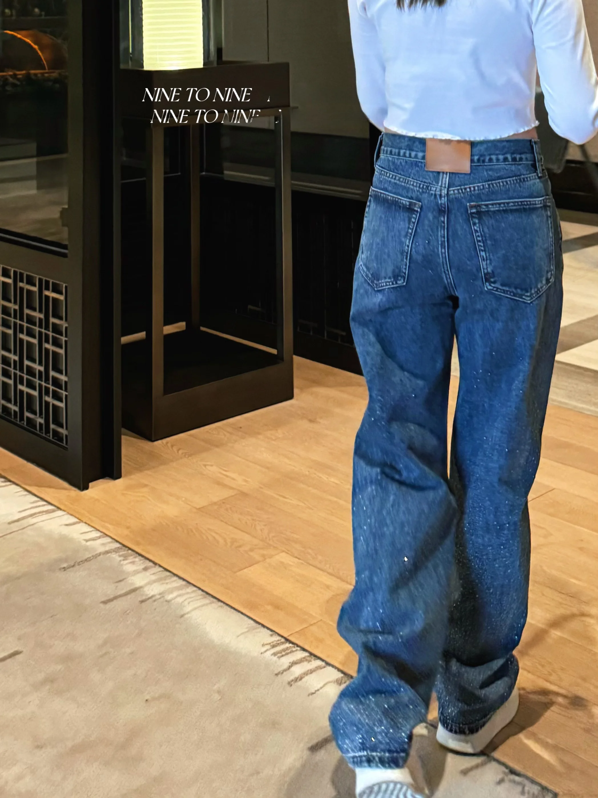 

Повседневные прямые джинсы с высокой талией, женские новые блестящие джинсовые брюки свободного покроя 2025, утягивающие брюки для молодых женщин