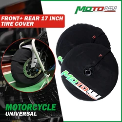 Front+ Rear 17 inch Tire Tyre Warmers Windstop Tire Cover Polar Fleece Windbreak Black Motorcycle Covers
