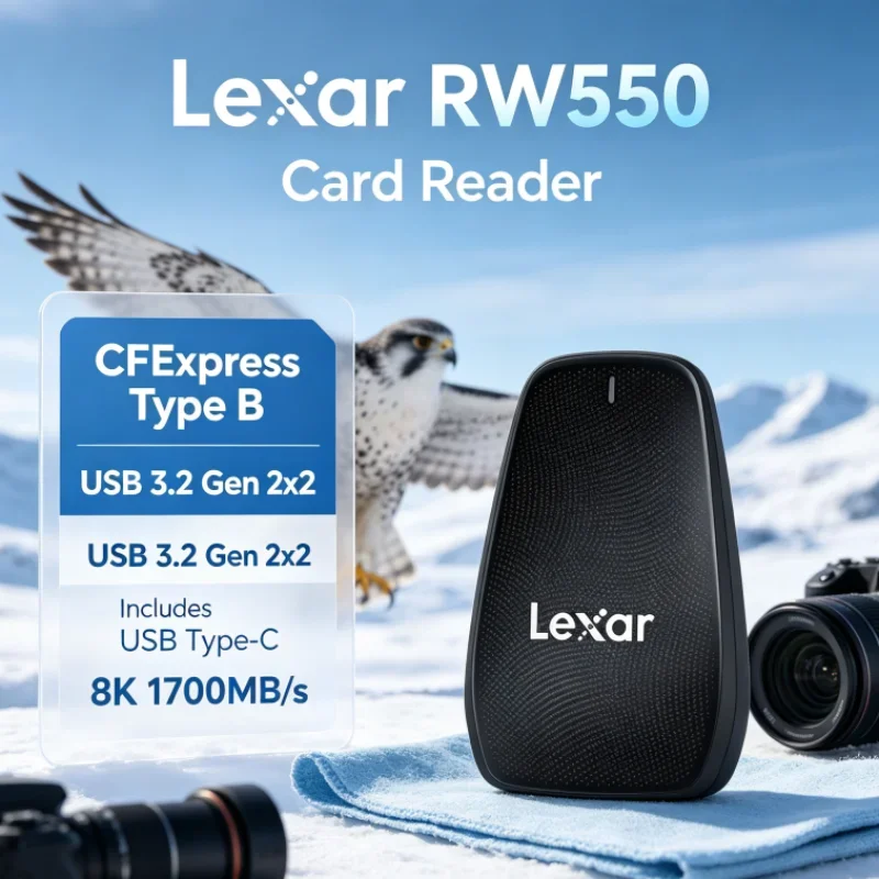 Lexar RW550 High Speed USB 3.2 Gen 2x2 8K 20Gbps USB Type-C CFexpress Type B Reader CFexpress Card Reader for Data Transfer
