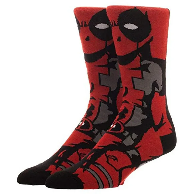 Superhero Marvel Avengers Spider-Man Deadpool Iron Man Pure Cotton Long Soft and Comfortable Street Skateboard Basketball Socks