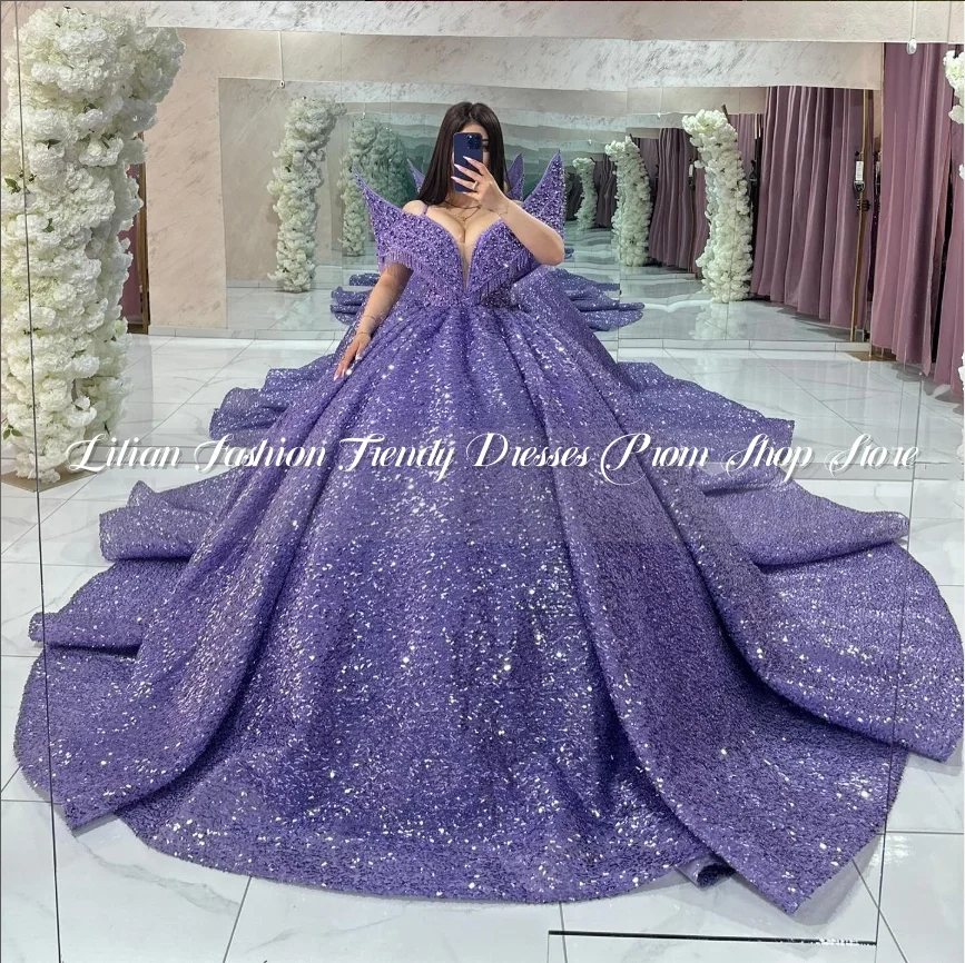 Sparkling Princess Cathedral Train Quinceanera Dress Personalised Plunge Set Diamante Sequins Mexican Queen Prom vestidos de 15
