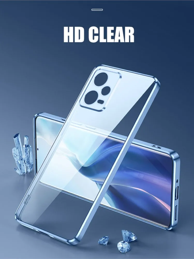 Luxo chapeamento pára-choques caso claro para xiaomi redmi nota 12 pro plus 4g 5g poco x5 x5pro