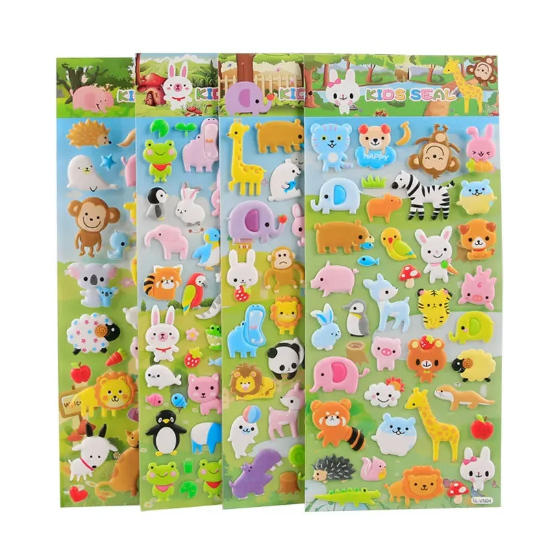 Cartoon Animals Kawaii Zoo Puffy 3D Stickers Scrapbooking Diy Journal Stationery Sticker Sheet Gift Deco Prize