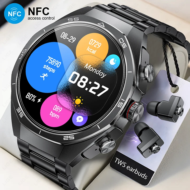 

2025 НОВИНКА для HUAWEI TWS, музыкальные наушники, умные часы NFC AMOLED, Bluetooth-вызов, монитор сердечного ритма, кислорода в крови, умные часы, наушники