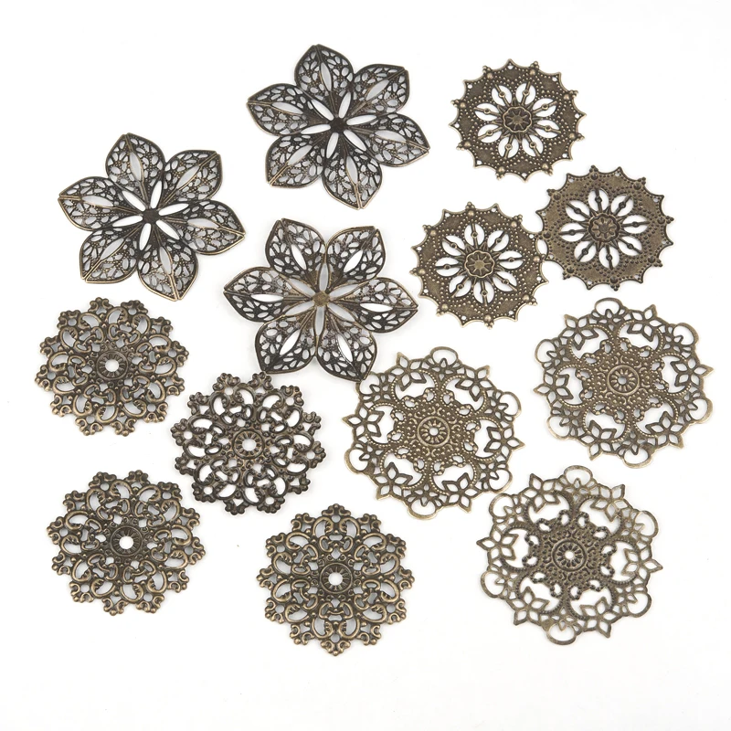 DoreenBeads 20/30/50 PCs Retro Connectors Antique Bronze Flower Wraps Connectors Handmade Findings for DIY Jewelry Making 7Style