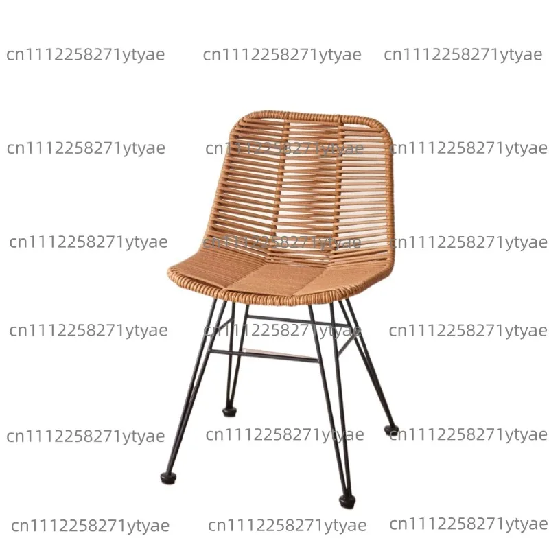 Outdoor Rattan Dining Chair Weatherproof Wicker Backrest Seat Personality Patio Seating Homestay Garden Modern Furniture