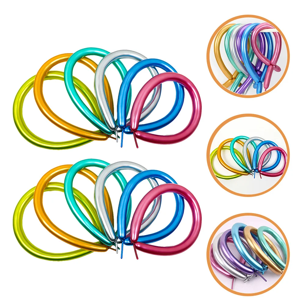 

100Pcs Metallic Long Balloons Light Up Party Decor for Balloon Animals Twisting Balloons Wedding Event Decoration Kit