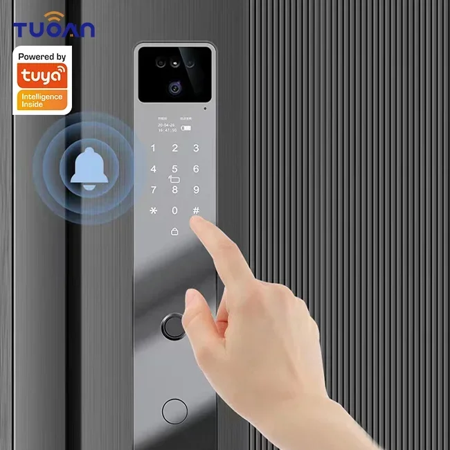 

yyhcTUOAN F-7D Tuya Wifi Biometric 3D Face Recognition Electronic Intelligent Fingerprint Password Smart Lock Digital Door Lock