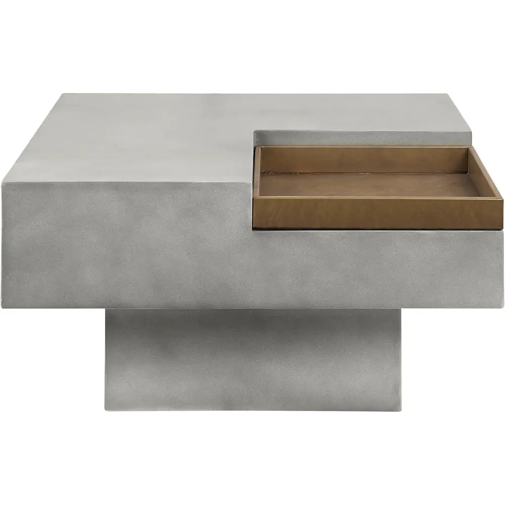 

Weathered Gray Square Coffee Table with Tray
