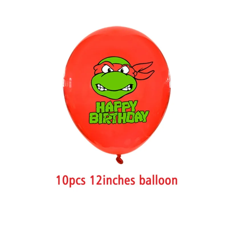 10Pcs Ninja Turtle Latex Balloon Set Kawaii Anime Figure Balloons Kids Happy Birthday Party Decoration Halloween Decor Gift