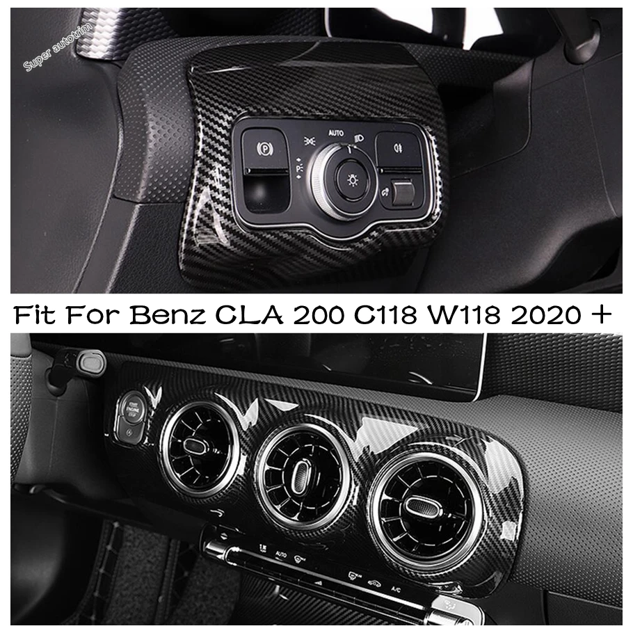 

Head Lamp Switch Button + Central Control AC Air Vent Cover Trim Accessories Fit For Mercedes-Benz CLA 200 C118 W118 2020 - 2024