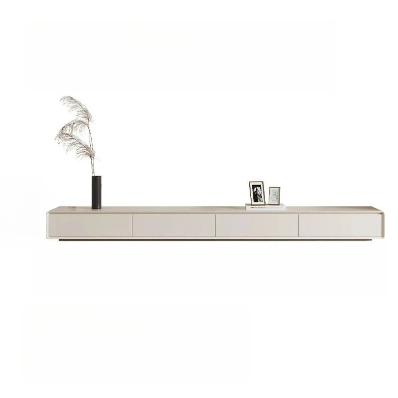Cream style living room TV cabinet, Italian minimalist wood with drawers, white TV cabinet, luxurious