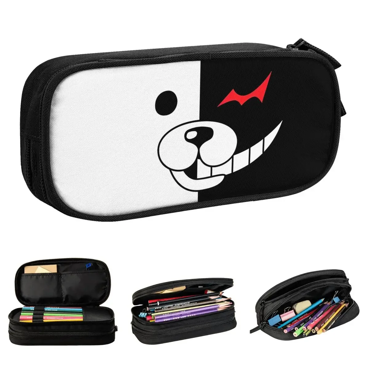 Bear Monokuma Pencil Cases Fashion Danganronpa Game Pen Holder Bag for Student Big Capacity Students School Cosmetic Pencil Box