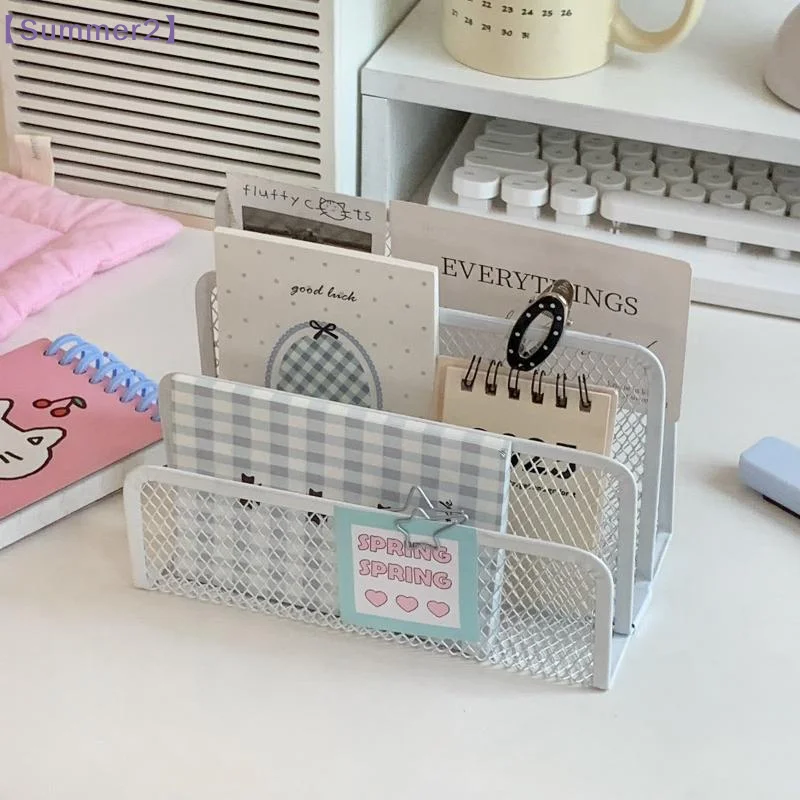 1Pcs Multi-functional Metal Table File Rack Mesh Three Layers Mail Holder Desktop Storage Stand School Office Mail Holder〔Sum2〕