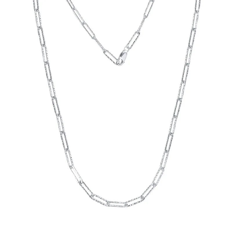 Sterling 925 Zilveren Ketting, Tijdloze Verstelbare Halsketting, Starry Karteling Sieraden Maken Ketting 45Cm 55Cm Wit Verguld