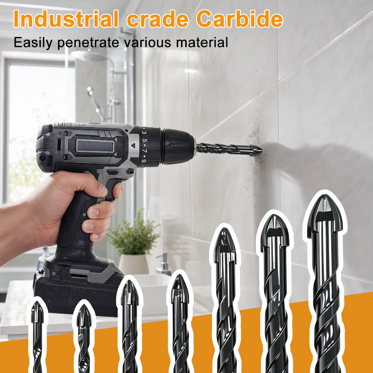 Cross Hex Drill Bit Set, Multifunctional Drilling Bits for Tile, Concrete, Metal & Motorcycle Maintenance Repair
