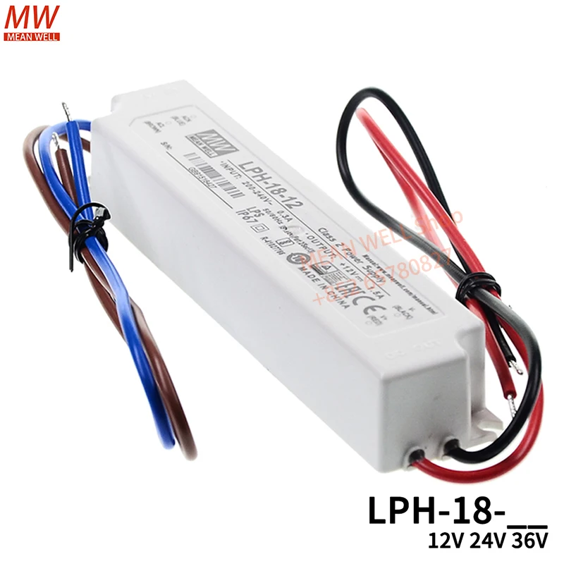 Original MEAN WELL 18W single output switching power supply LPH-18-12 LPH-18-24 LPH-18-36 LED waterproof lighting